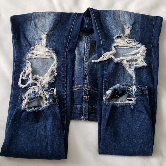 Dark Washed Ripped Jeans - Picture 3 of 4